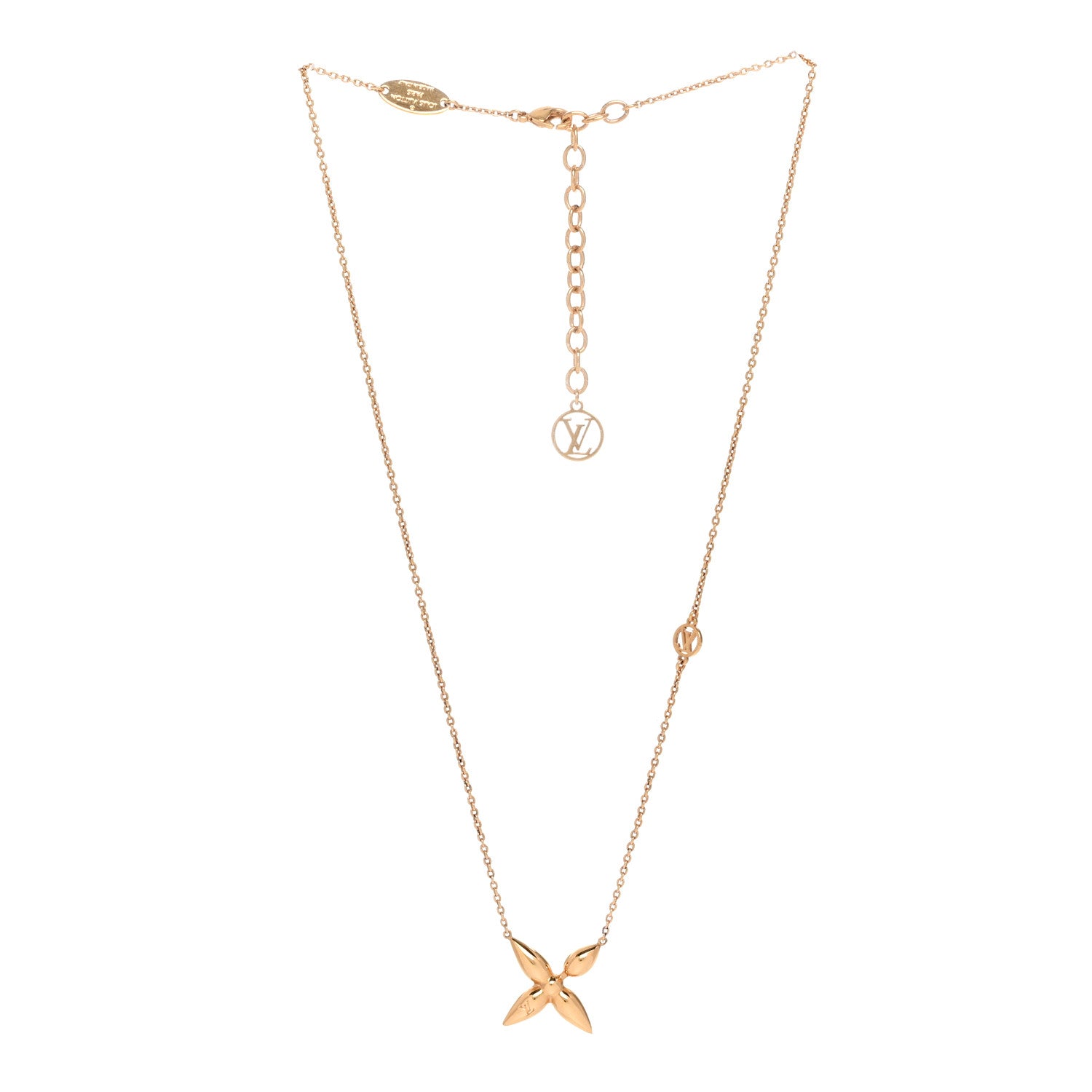 Louis Vuitton Metal Louisette Necklace Gold 3 of 6