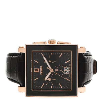 Fendi Stainless Steel Ceramic Calfskin 39mm Quadro Quartz Watch Black 2 of 5