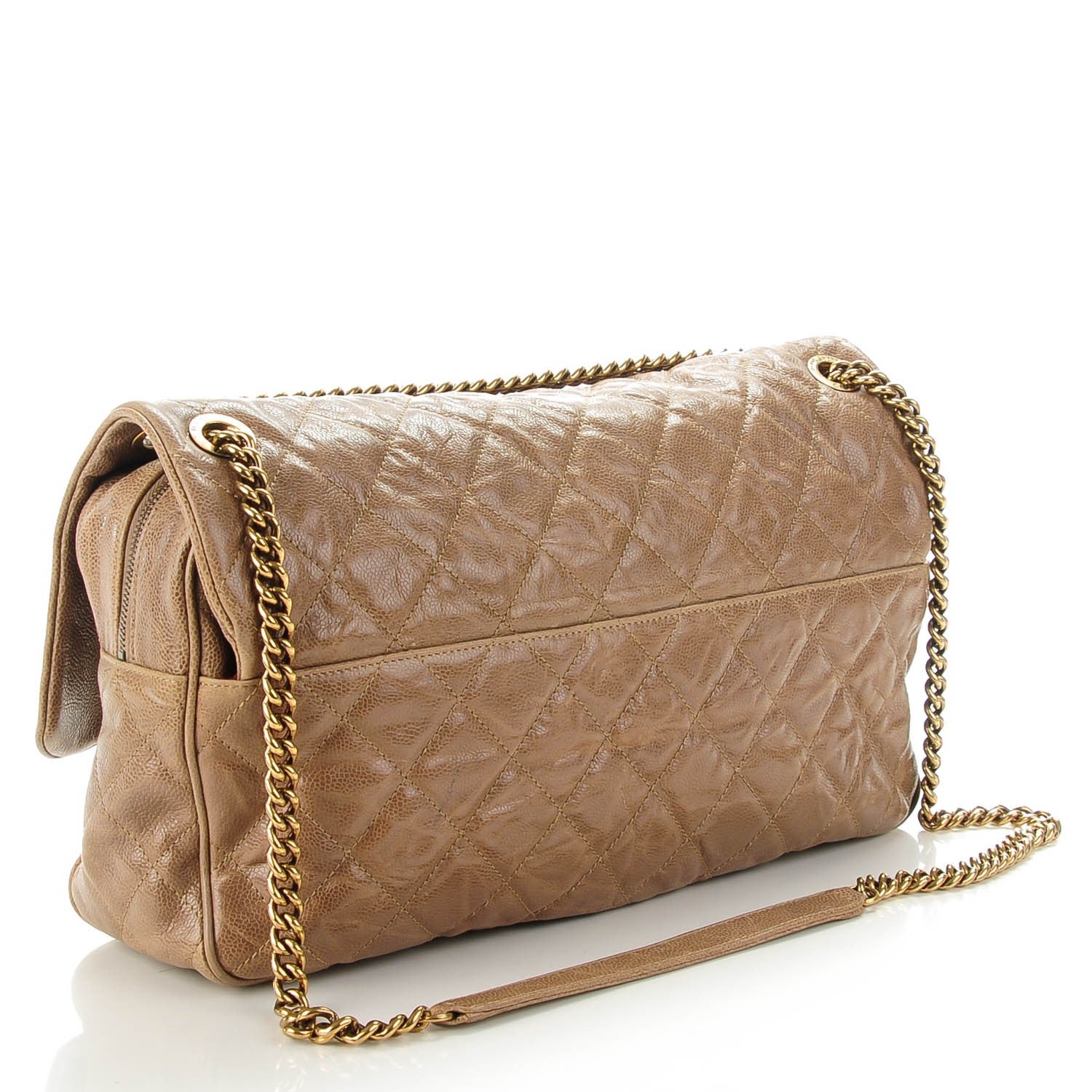 Chanel Crumpled Grained Calfskin Quilted Maxi Shiva Flap Beige 3 of 7