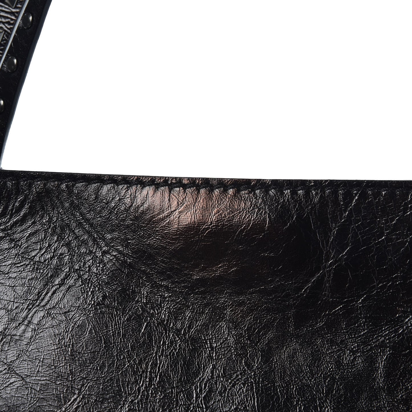 Craquele Calfskin Medium Rockstud Tote Black