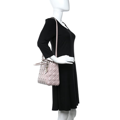 Christian Dior Pearly Lambskin Cannage Medium Lady Dior Lotus 2 of 7