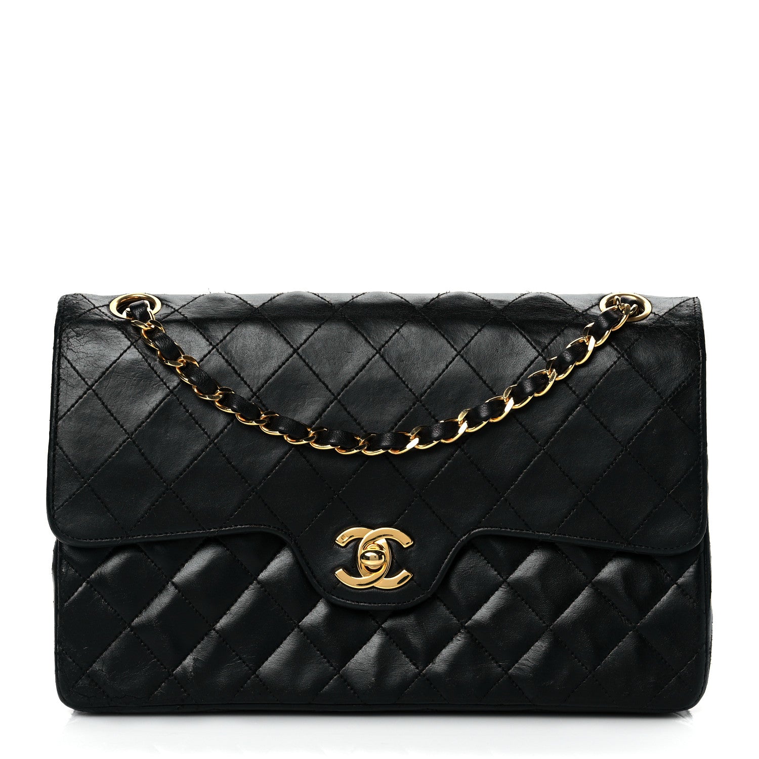 Chanel Lambskin Quilted Medium Double Flap Black 1 of 9