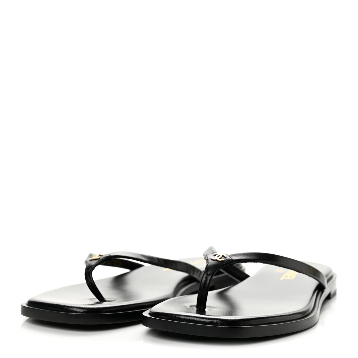 Goatskin CC Times Square Thong Sandals 39 Black
