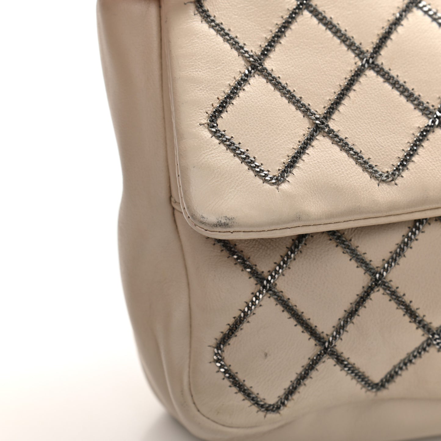 Lambskin Chain Single Flap Beige