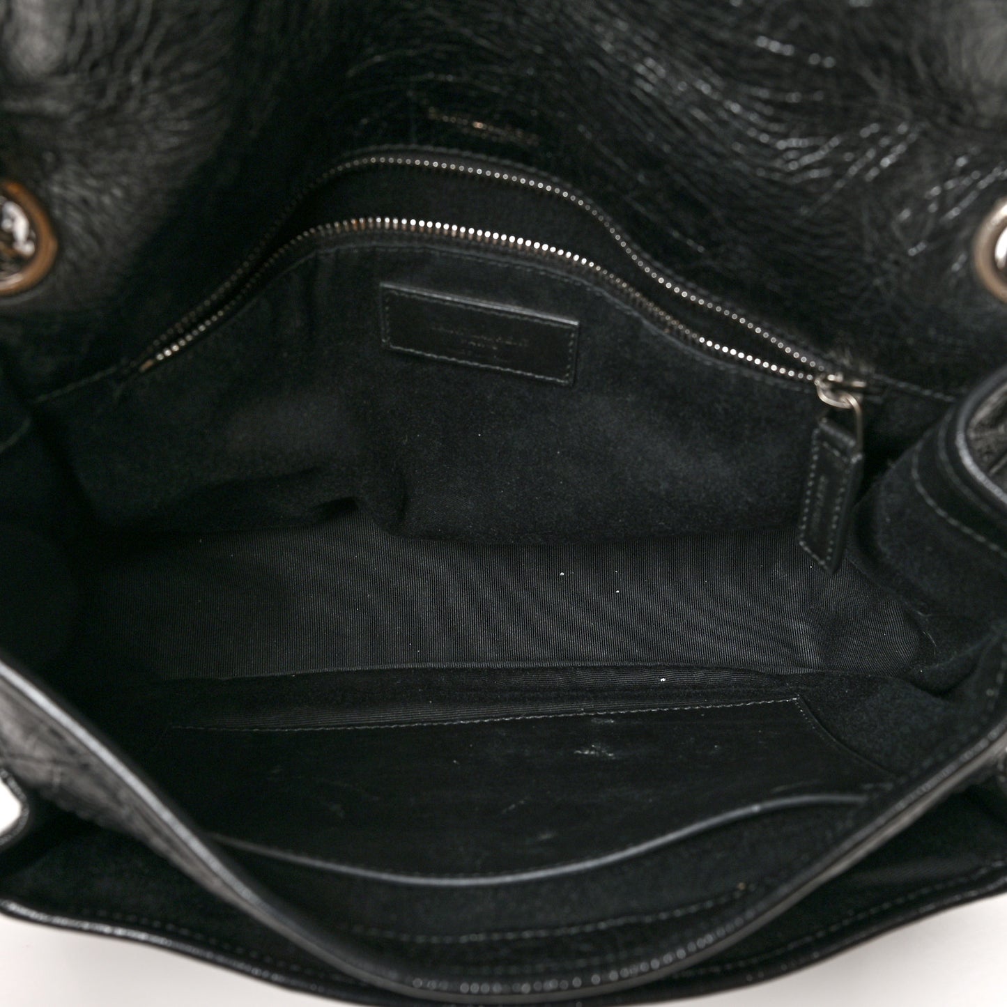 Crinkled Calfskin Matelasse Monogram Medium Niki Chain Satchel Black