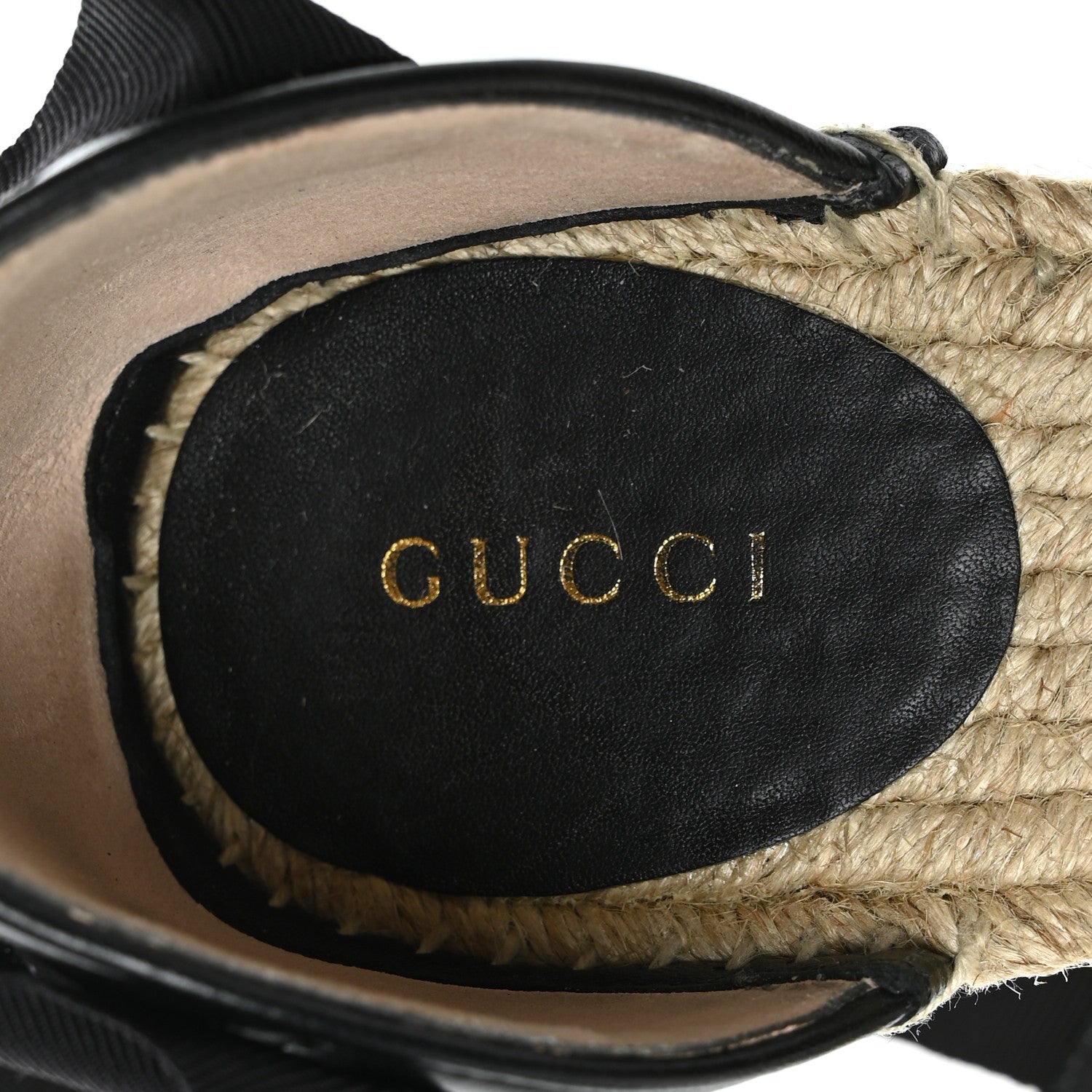 Gucci Nappa Matelasse GG Marmont Ankle Wrap Platform 35/120mm Espadrille Wedges 38.5 Black 7 of 9