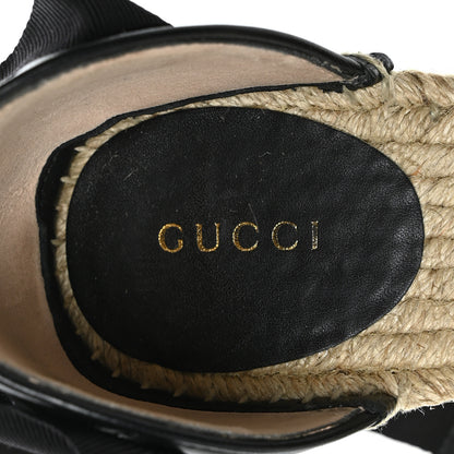 Gucci Nappa Matelasse GG Marmont Ankle Wrap Platform 35/120mm Espadrille Wedges 38.5 Black 7 of 9