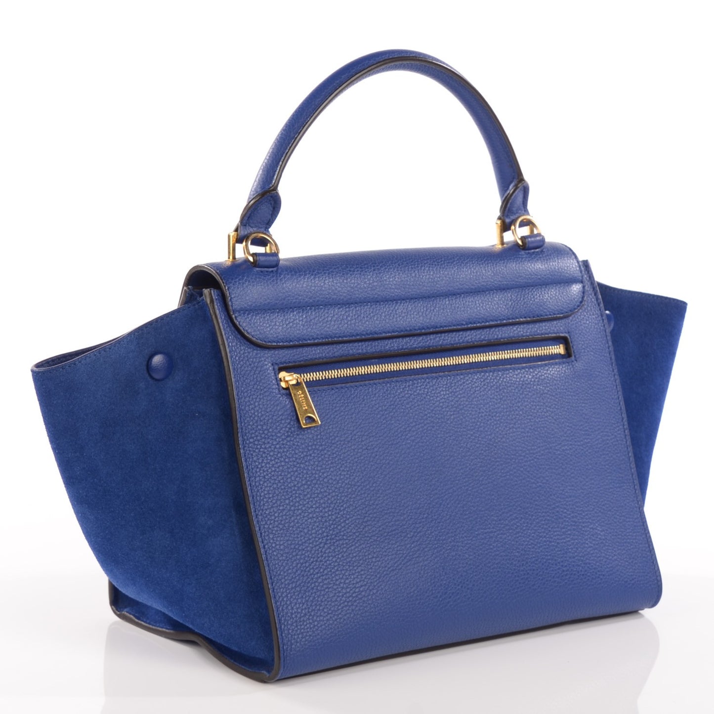 Drummed Calfskin Suede Small Trapeze Indigo