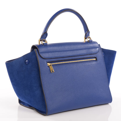 Celine Drummed Calfskin Suede Small Trapeze Indigo 3 of 8