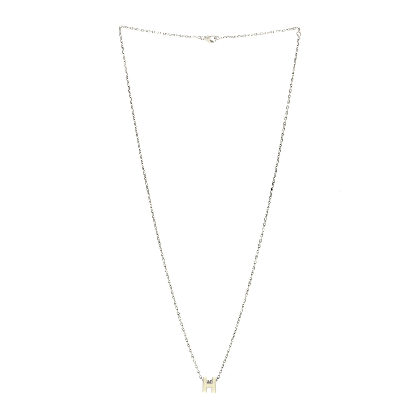 Lacquered Palladium Mini Pop H Pendant Necklace White