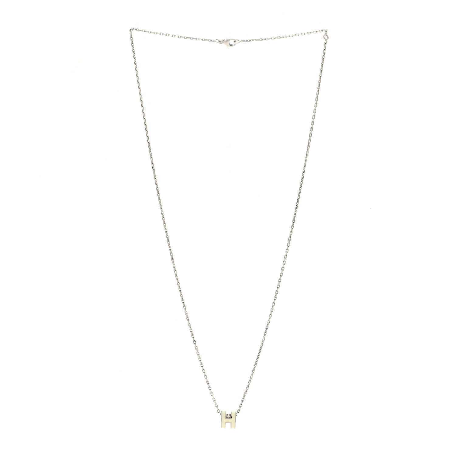 Hermes Lacquered Palladium Mini Pop H Pendant Necklace White 2 of 4