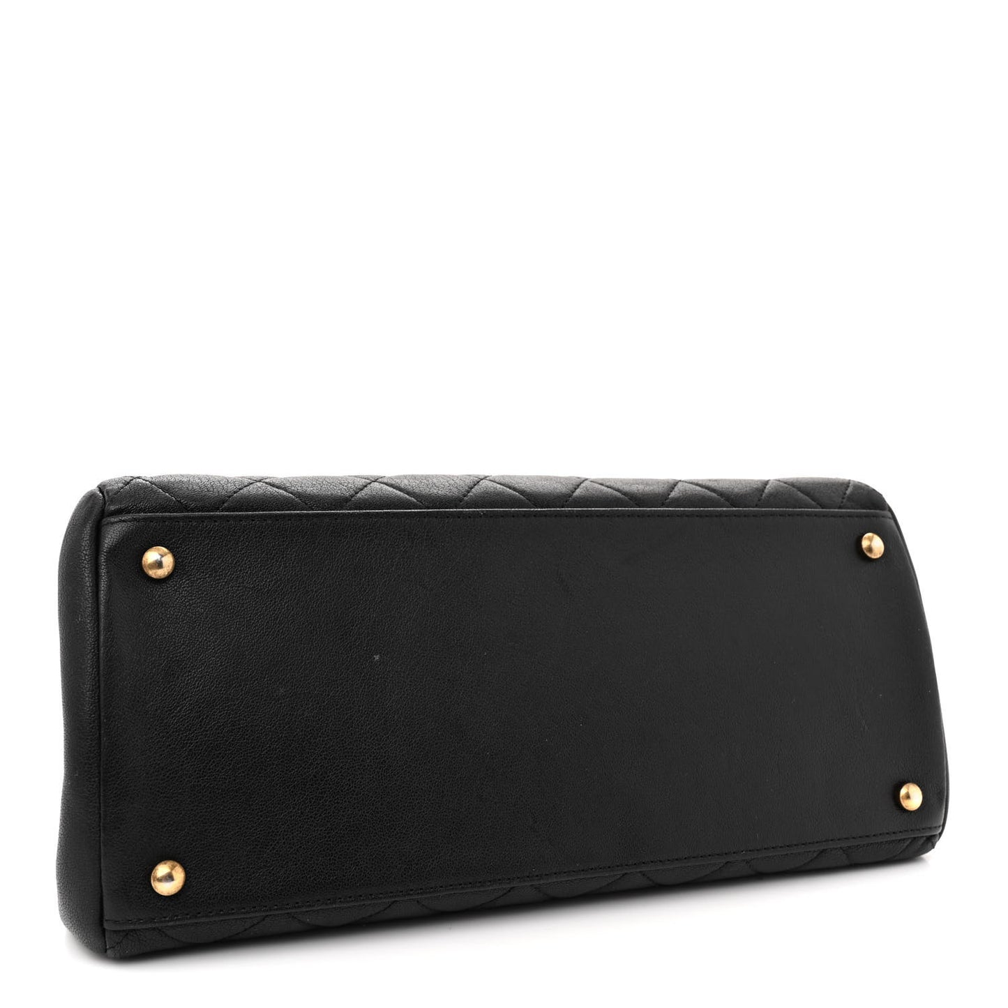 Shiny Sheepskin Quilted Large Trapezio Flap Black