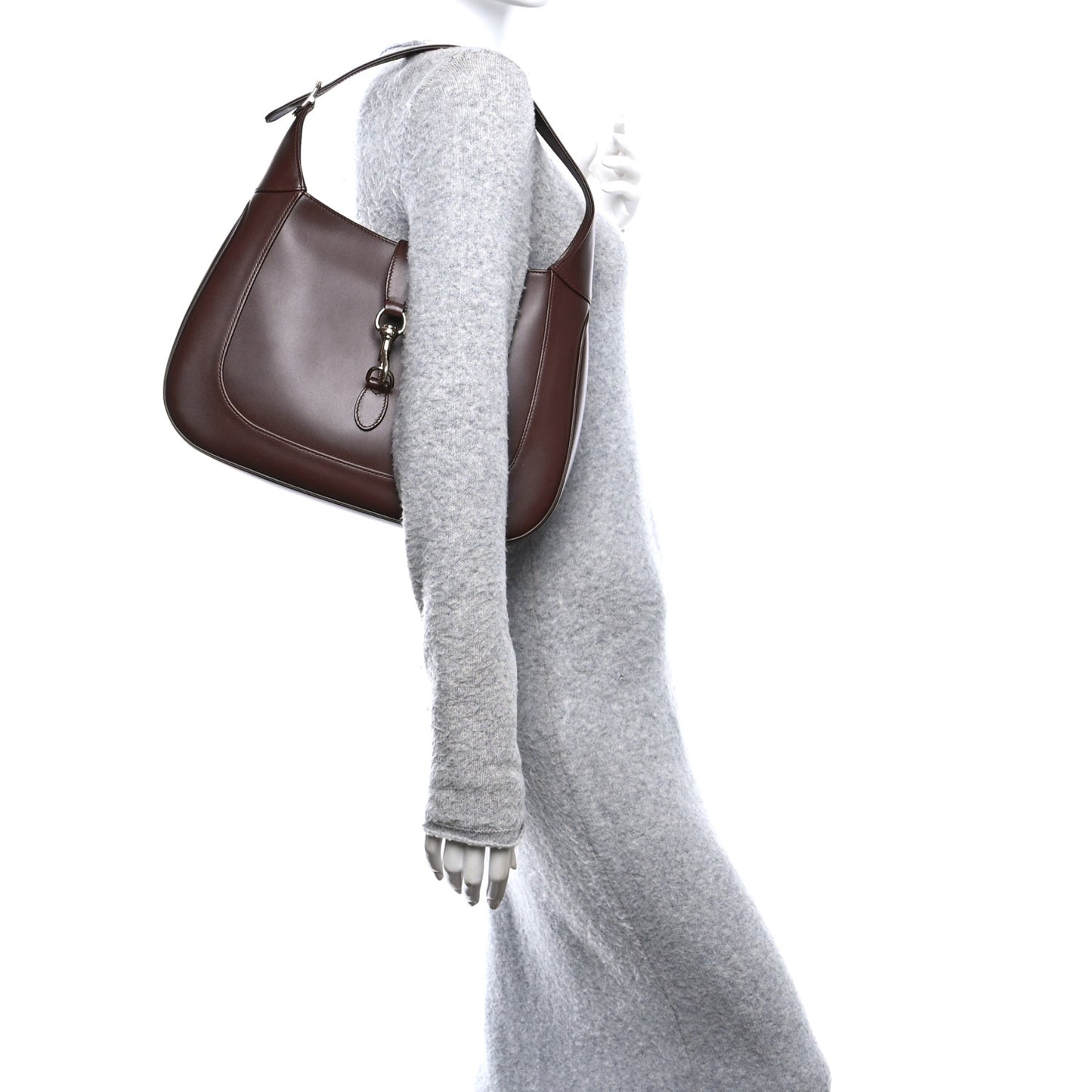 Ancora Calfskin Large Jackie Shoulder Bag Sweet Chestnut