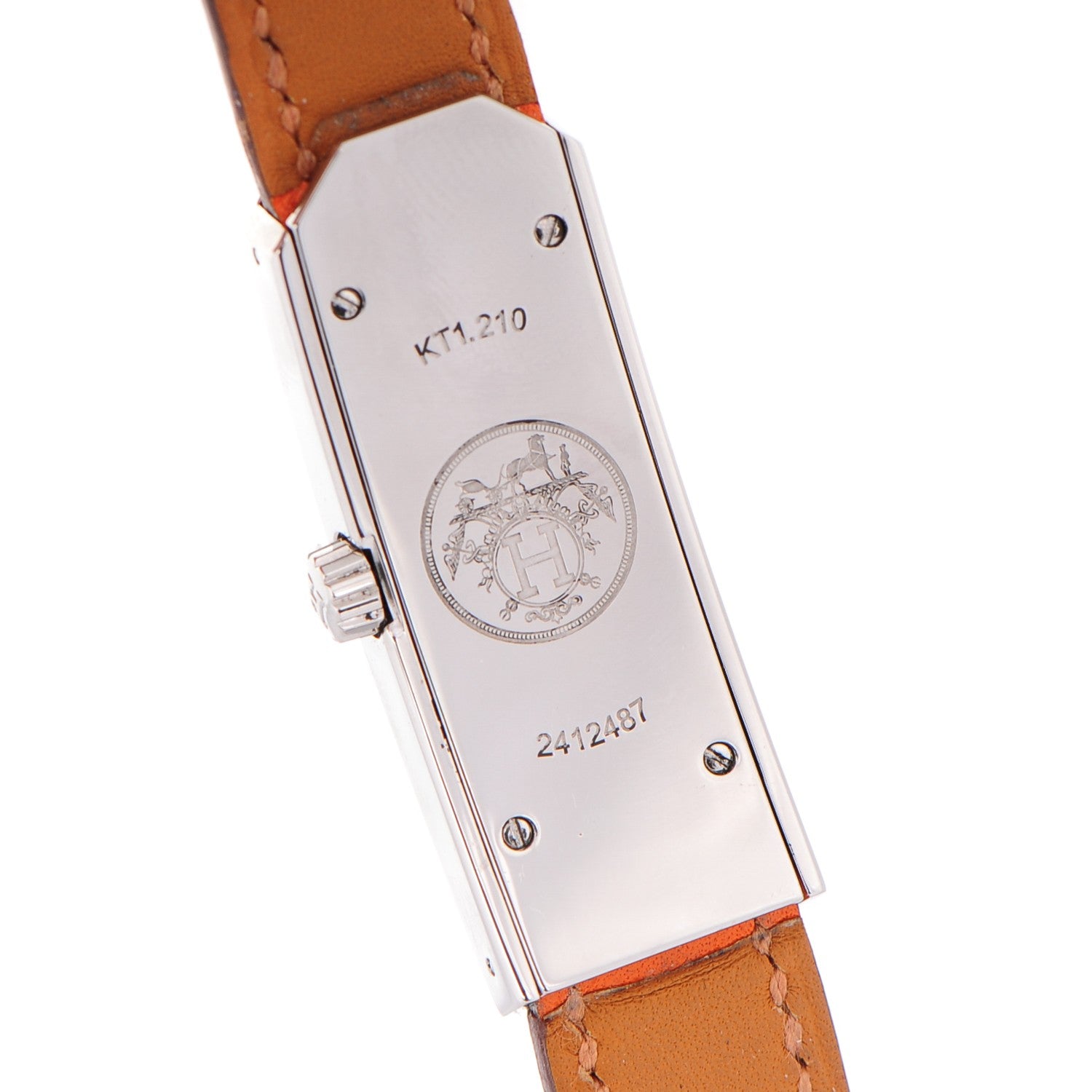 Hermes Stainless Steel Swift 15mm Kelly II Double Tour Quartz Watch Orange 3 of 6