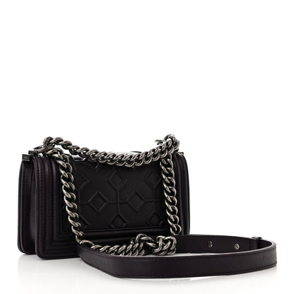 Chanel Calfskin Crystal Embossed Small Boy Flap Plum 2 of 10
