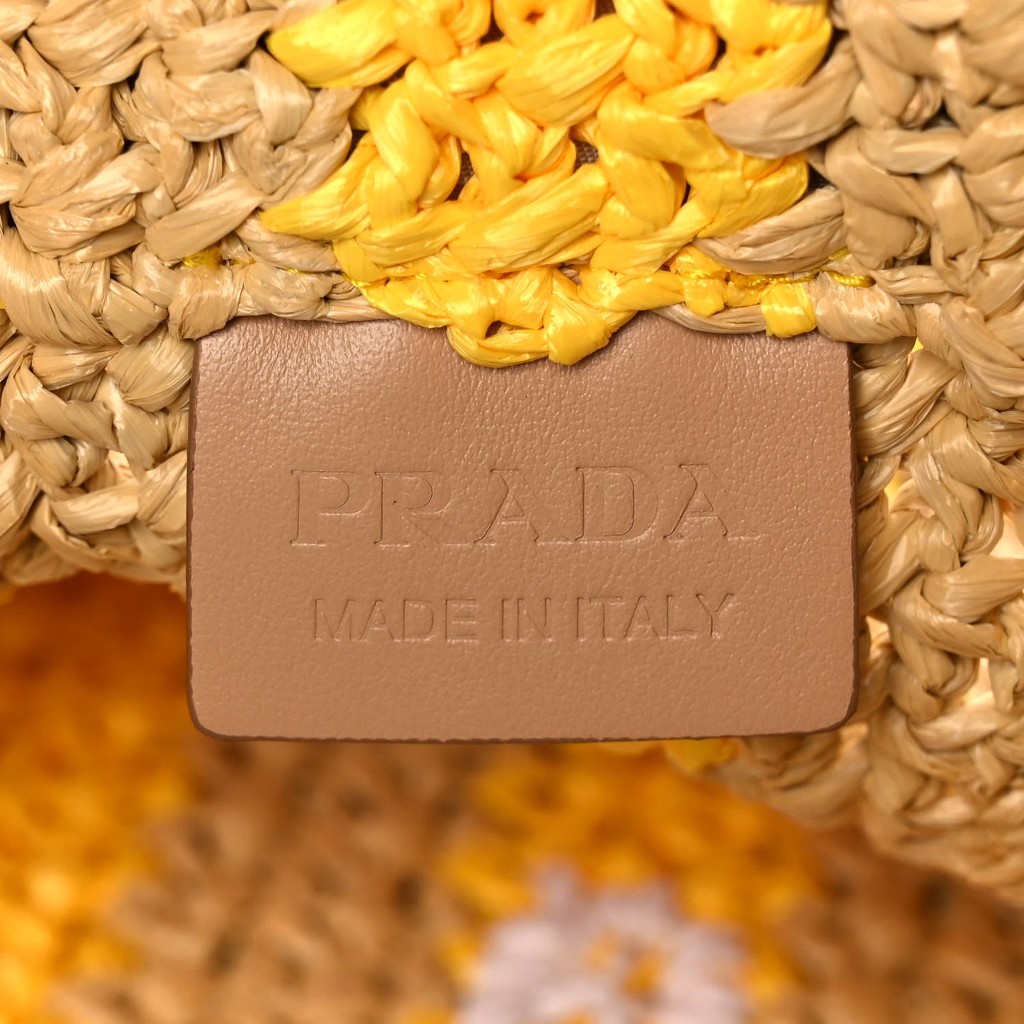 Yarn Raffia Effect Crochet Striped Small Logo Tote Naturale Giallo