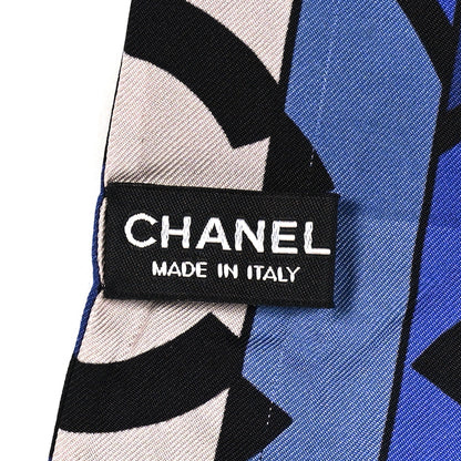 Chanel Silk CC Logo Stripes Scarf Blue Multicolor 3 of 3