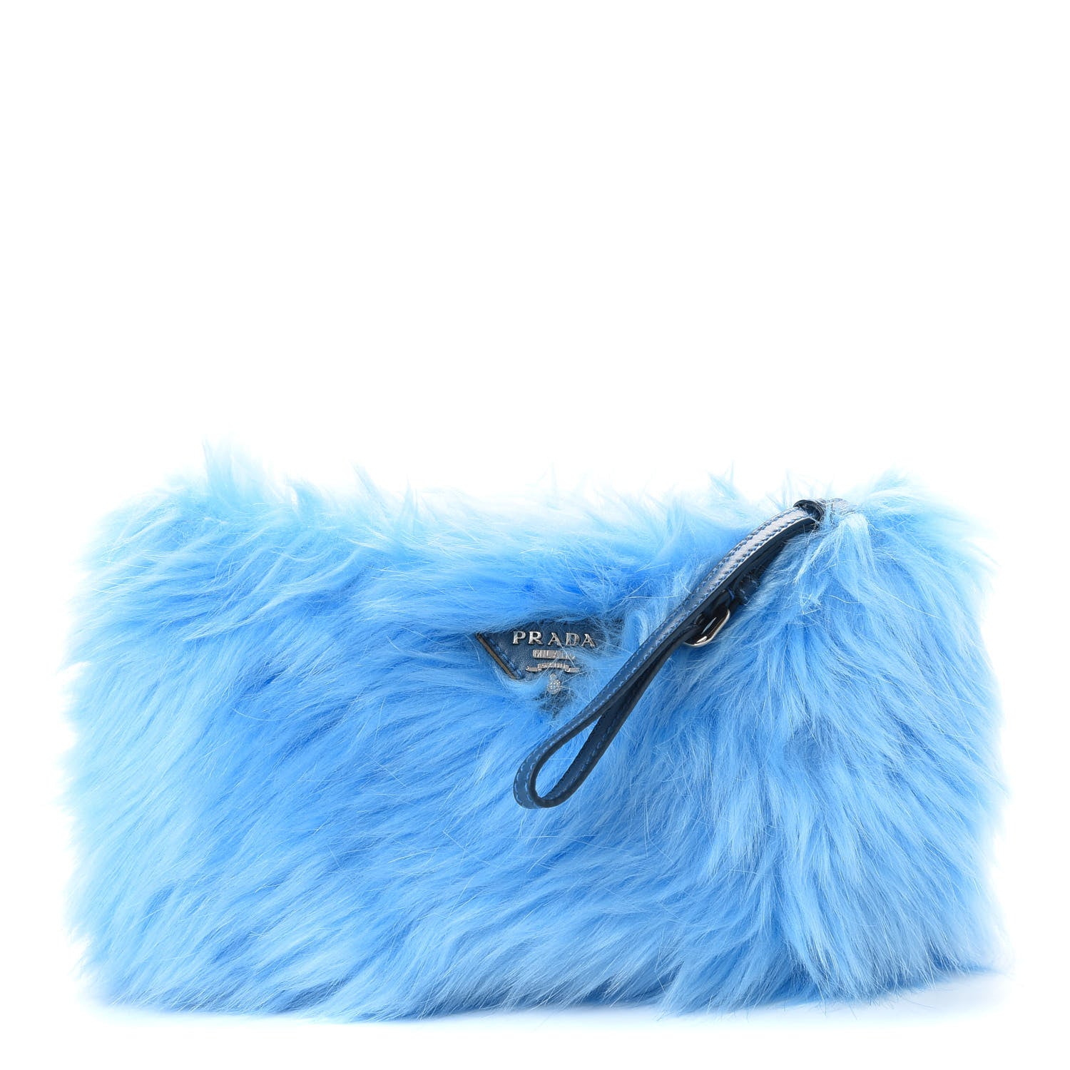 Prada Eco Pelliccia Faux Fur Wristlet Clutch Azzurro 1 of 7