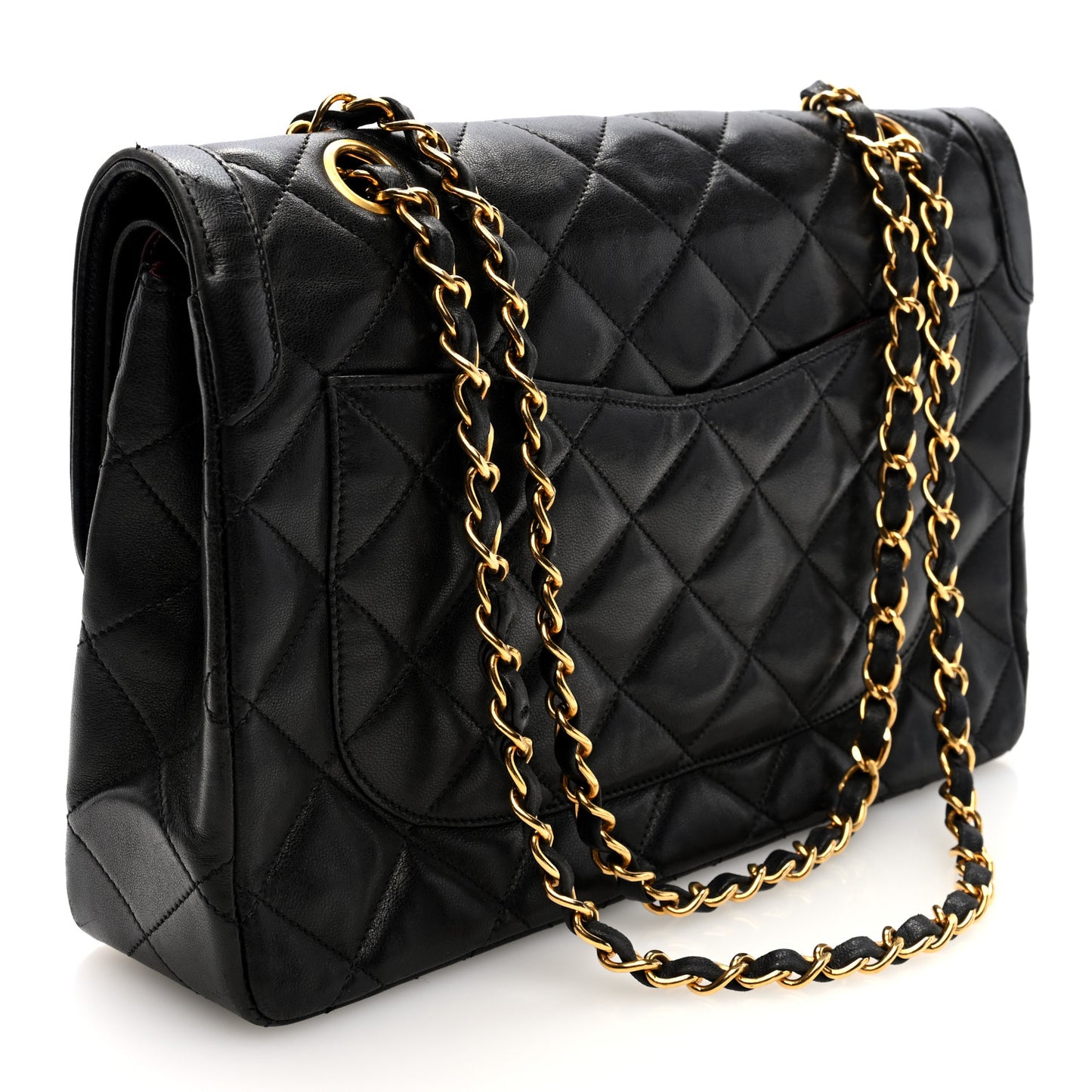 Lambskin Medium Double Flap Black