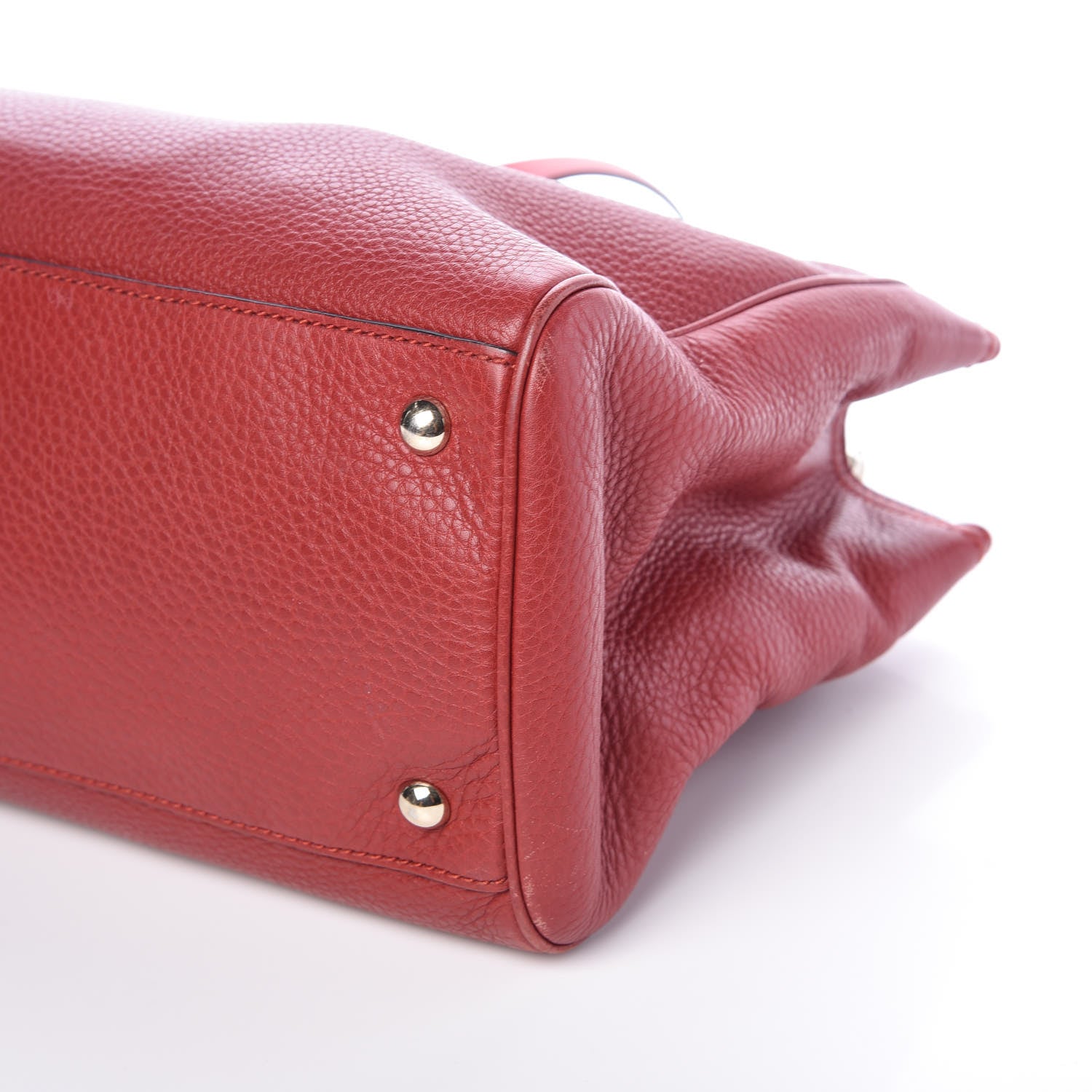 Gucci Pebbled Calfskin Medium Bamboo Shopper Tote Red 7 of 11