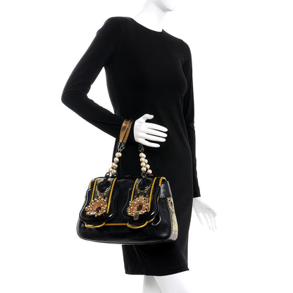 Fendi Calfskin Embellished B Bag Black 2 of 12