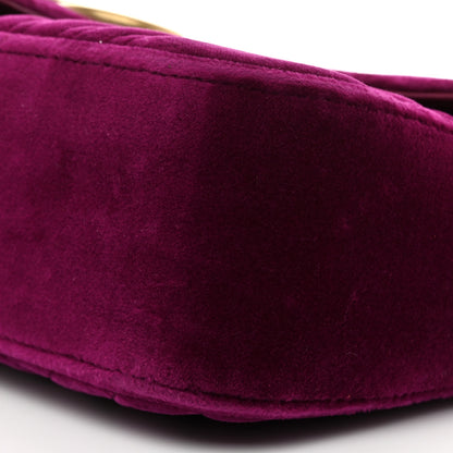 Gucci Velvet Matelasse Small GG Marmont Shoulder Bag Fuchsia Violet Cyclamen 10 of 10