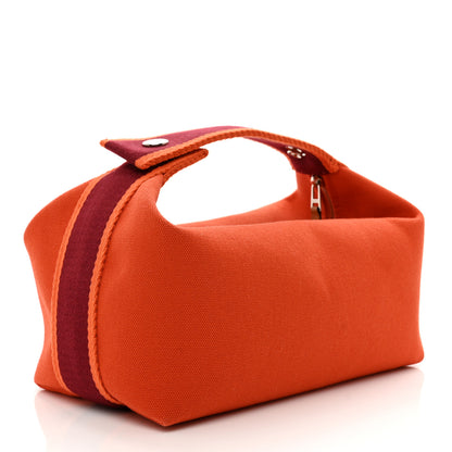 Hermes Canvas Small Bride-A-Brac Pouch Orange Burgundy 3 of 7