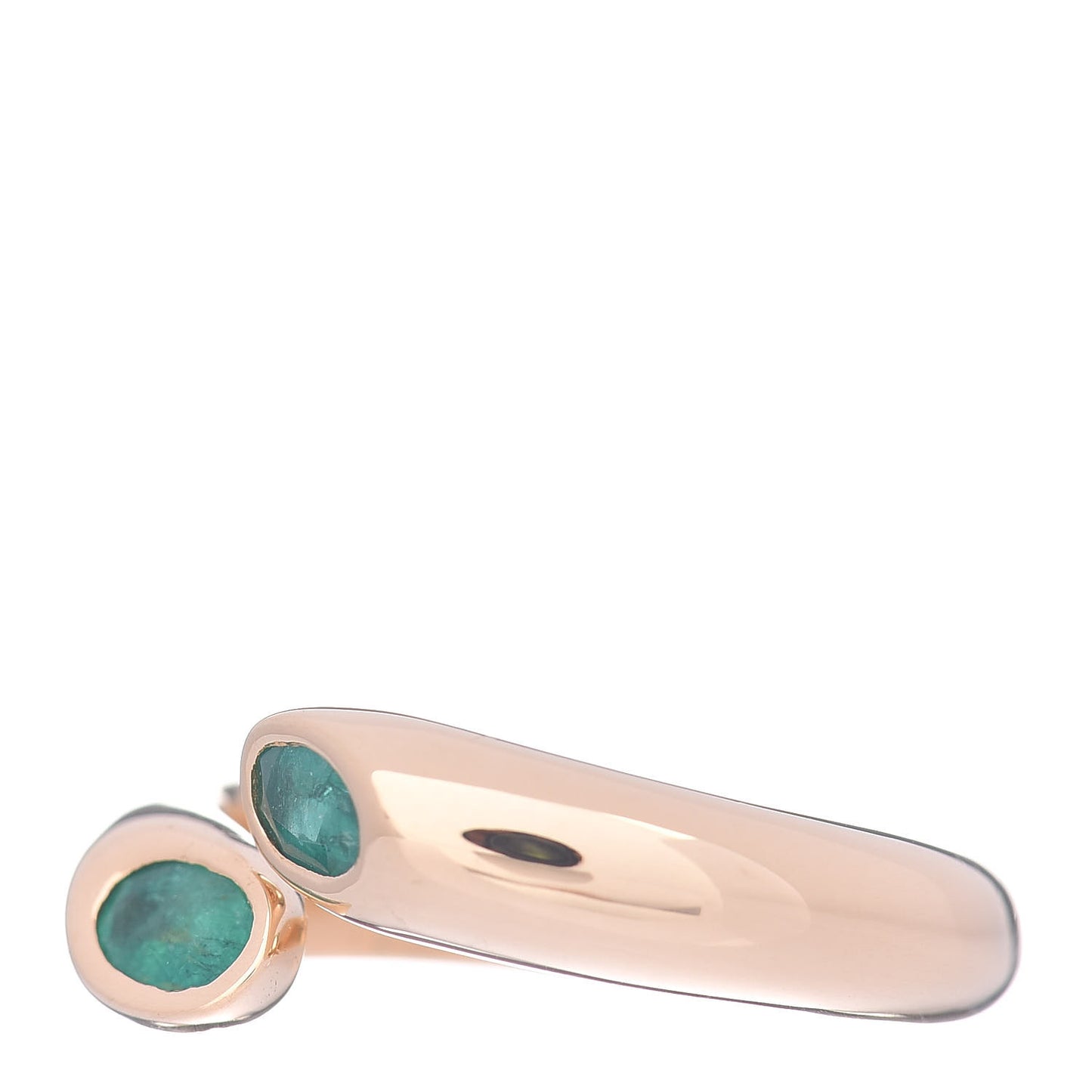 18K Yellow Gold Emerald Ellipse Deux Tetes Croisees Bypass Ring 52 6