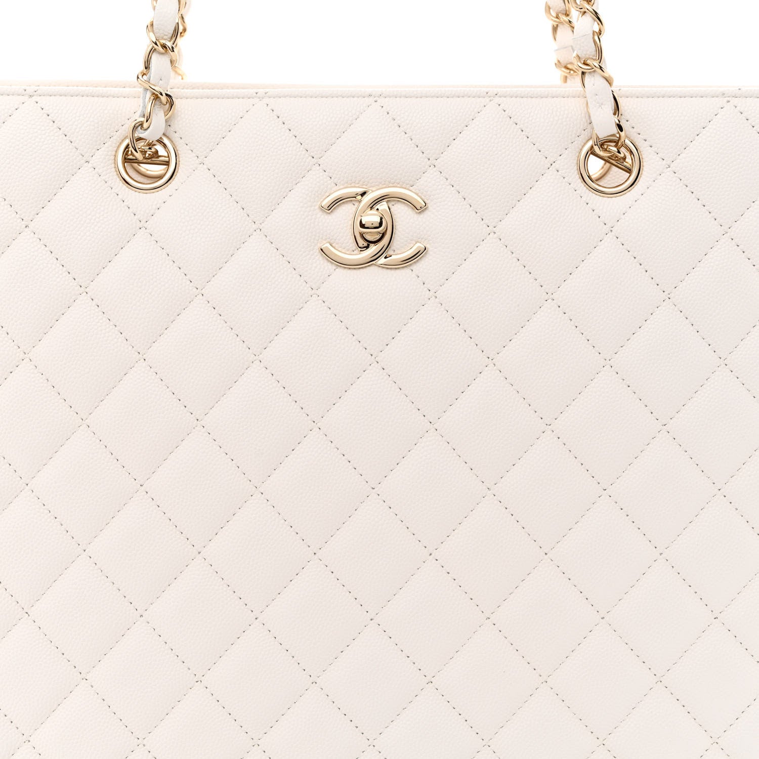Chanel Caviar Quilted Large Classic Shopping Tote White 8 of 10