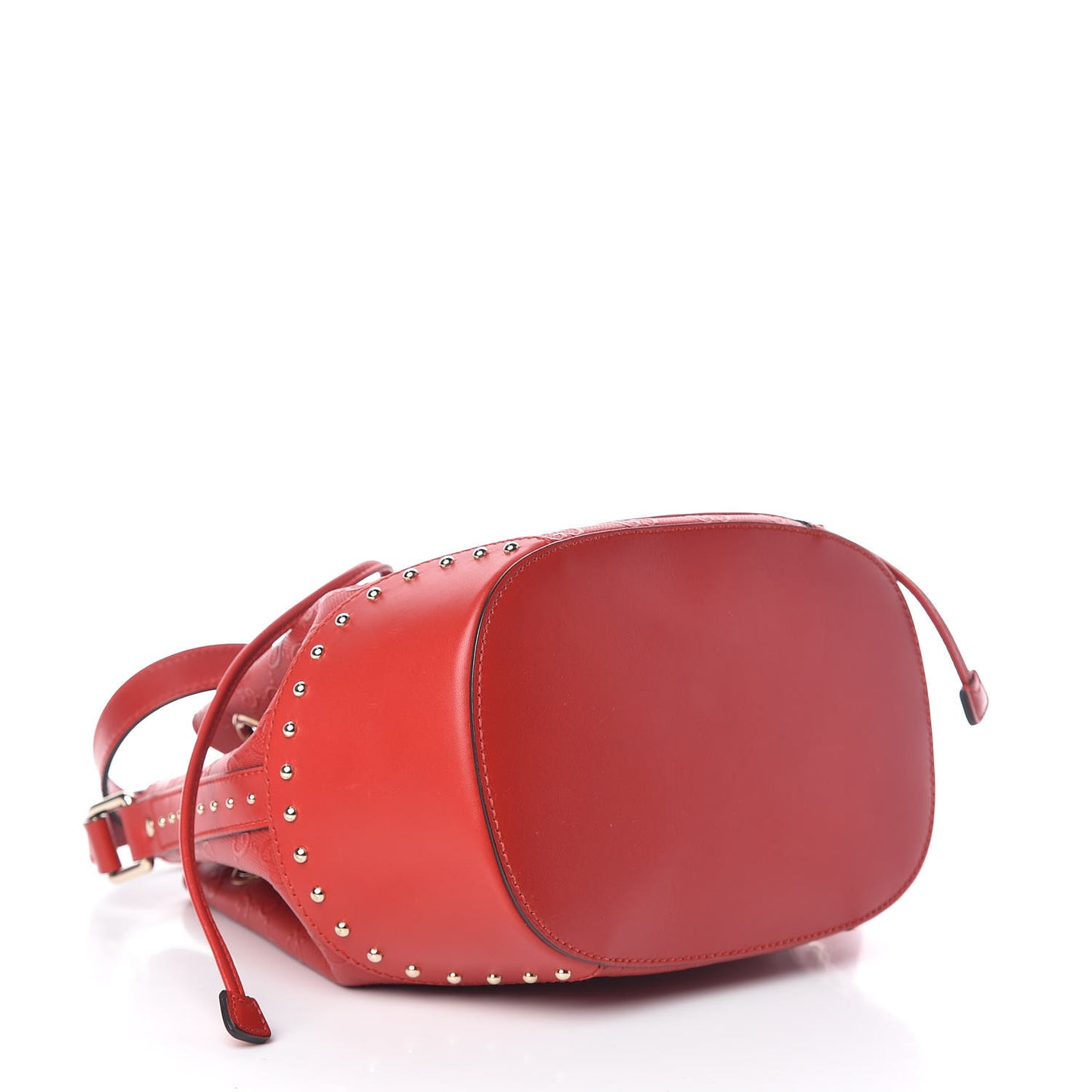 HIlary Lux GG Monogram Embossed Studded Small Bucket Bag Tobasco