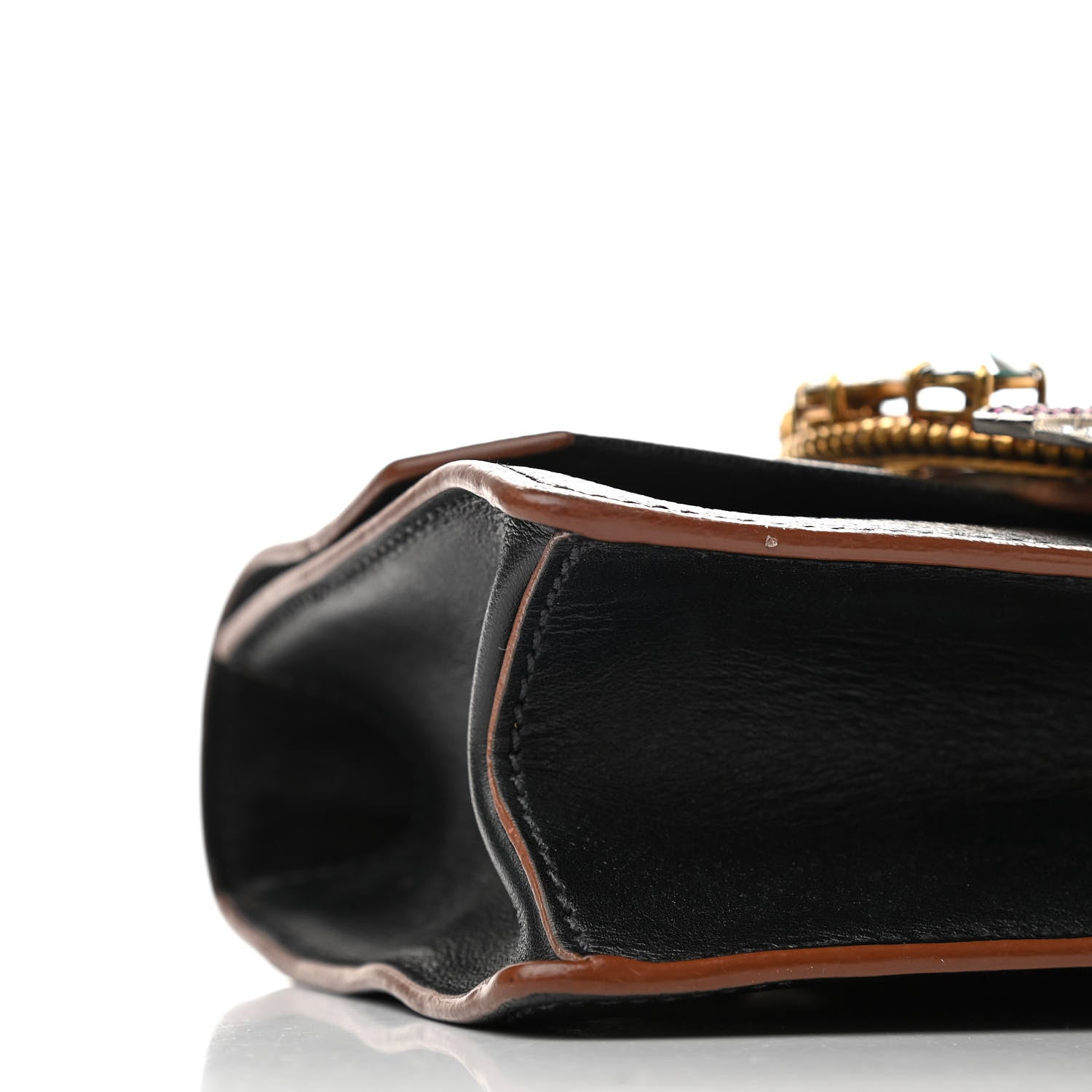 Miu Miu Goatskin Madras Soft Calf Crystal Embellished Shoulder Bag Black 8 of 9
