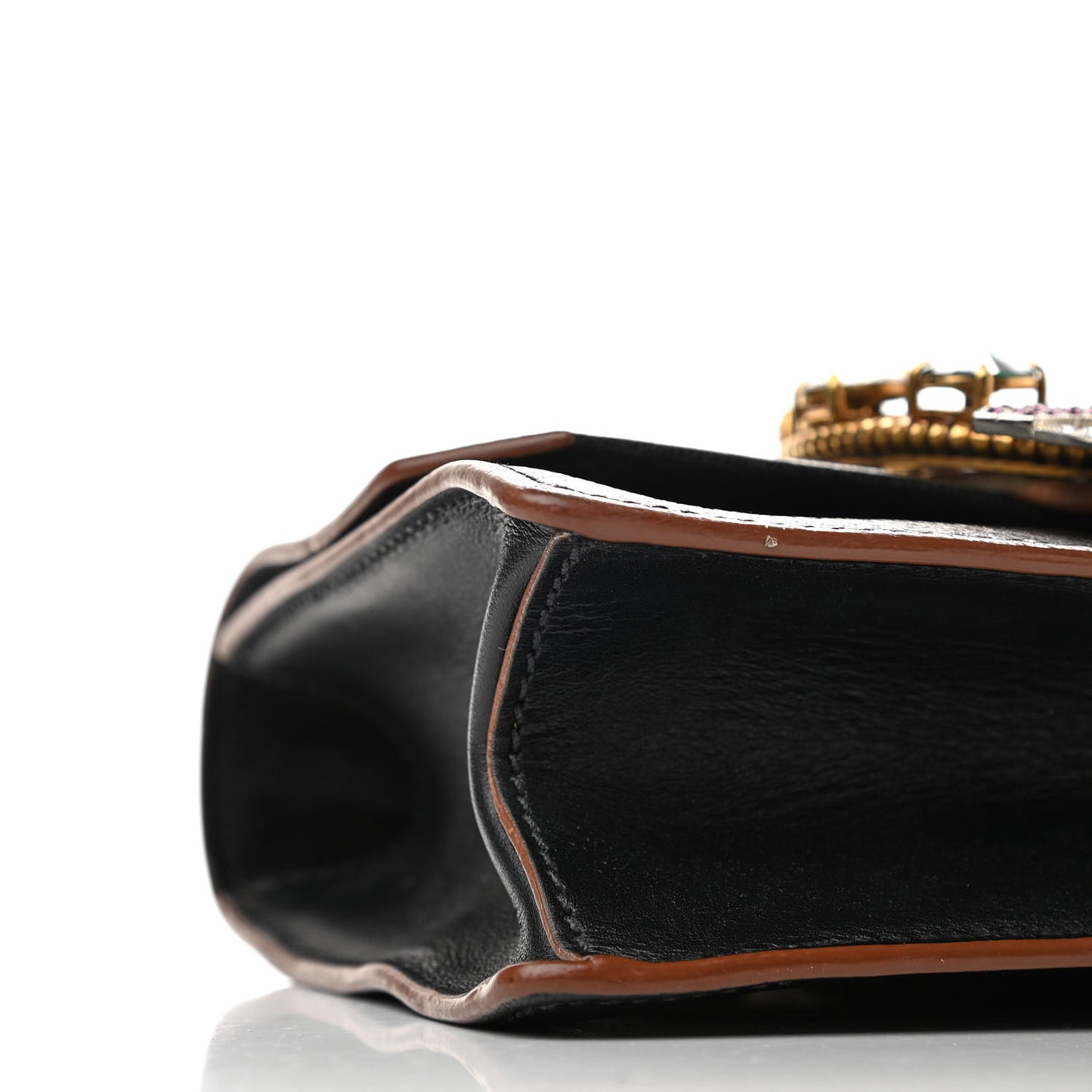 Goatskin Madras Soft Calf Crystal Embellished Shoulder Bag Black