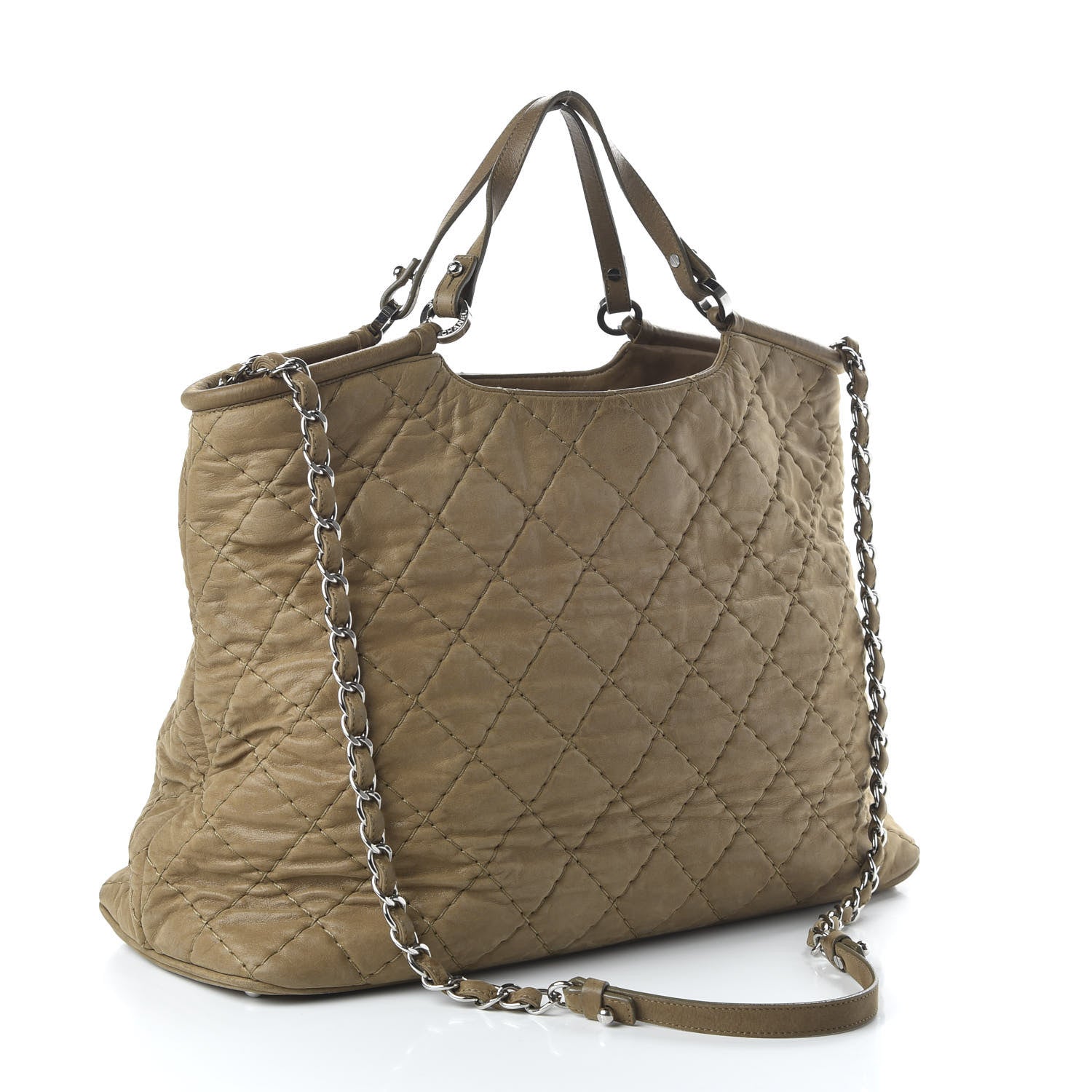 Chanel Iridescent Calfskin Quilted Large Sea Hit Tote Beige 3 of 10