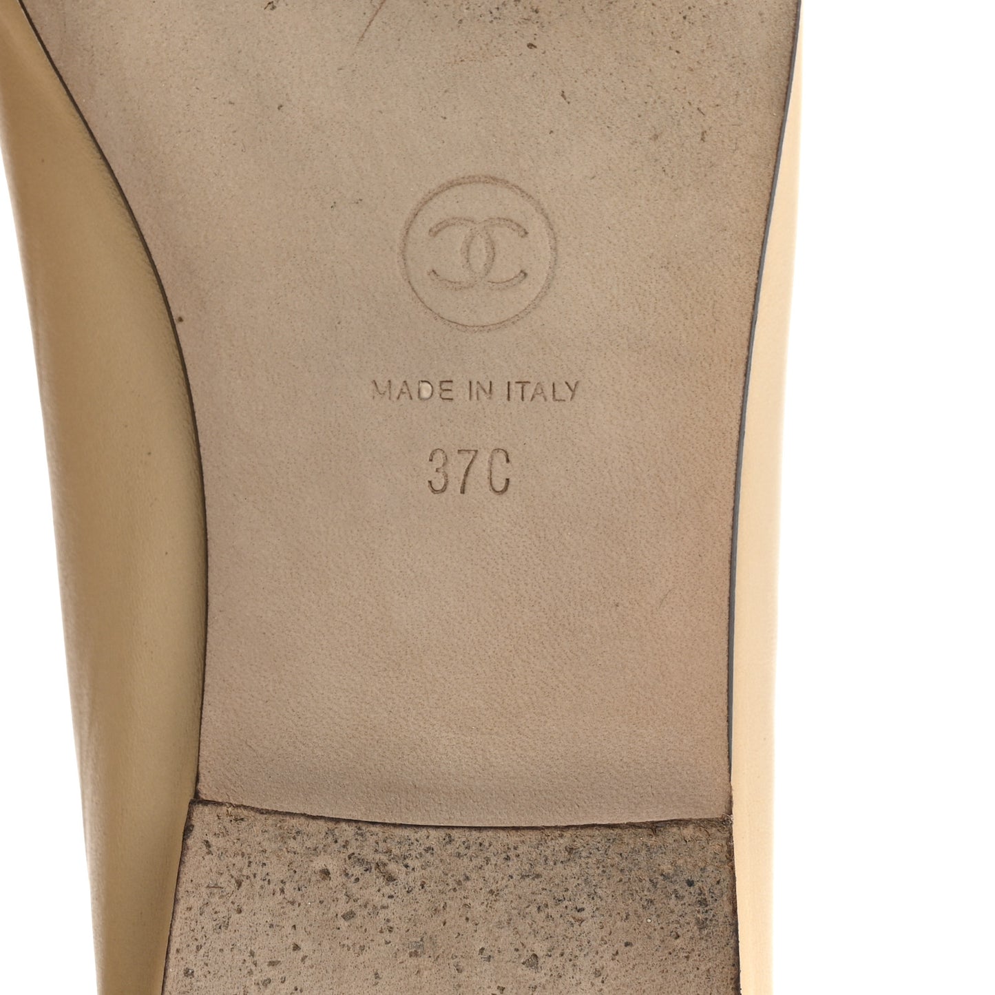 Lambskin Cap Toe CC Ballerina Flats 37 Beige Black