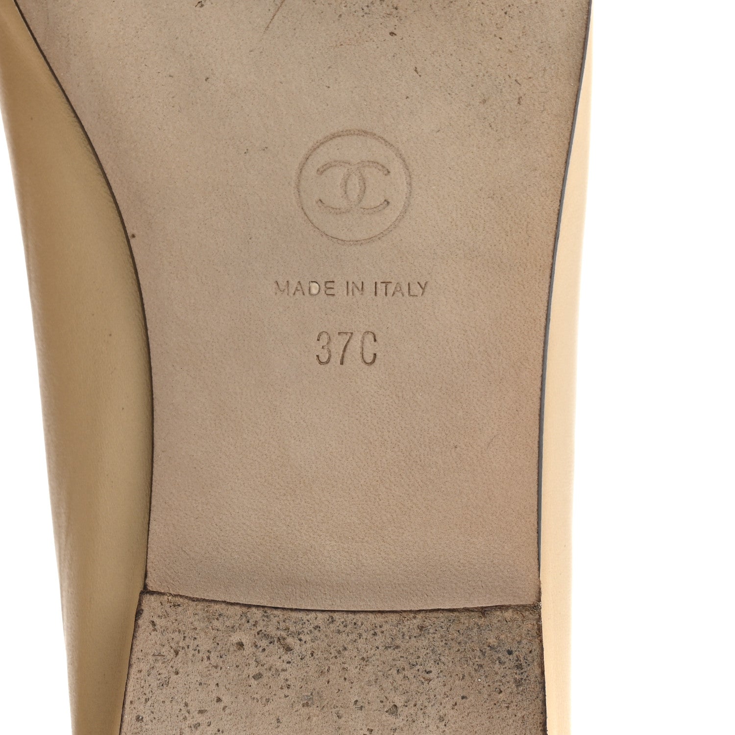 Chanel Lambskin Cap Toe CC Ballerina Flats 37 Beige Black 8 of 9