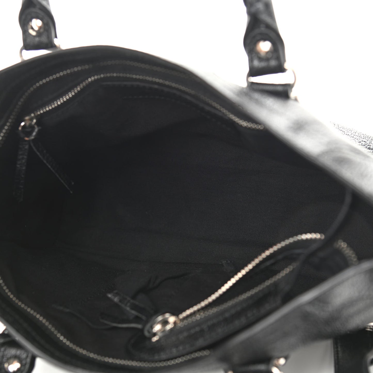 Chevre Silver Metallic Edge Hardware S City Black