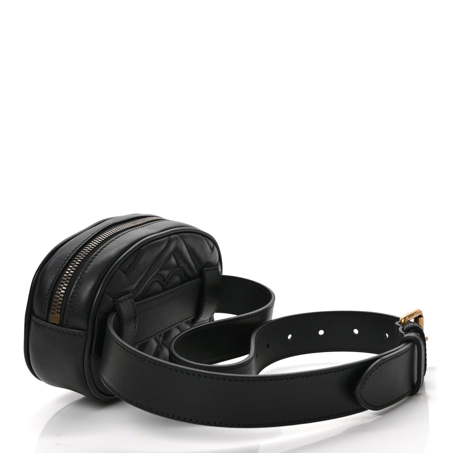 Gucci Calfskin Matelasse GG Marmont Belt Bag 85 34 Black 3 of 10