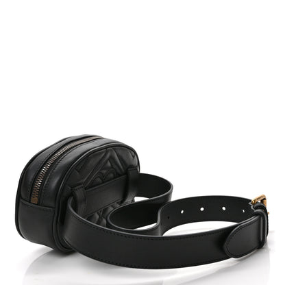 Gucci Calfskin Matelasse GG Marmont Belt Bag 85 34 Black 3 of 10