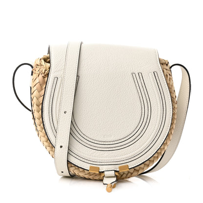 Chloe Raffia Small Grain Calfskin Small Marcie Basket Crossbody White 1 of 9