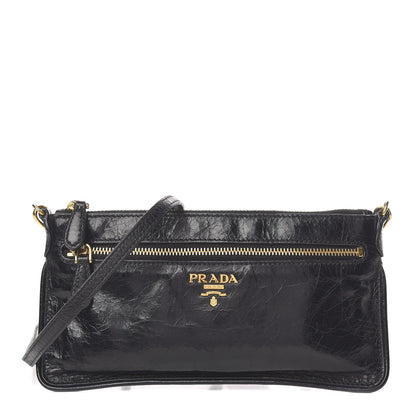 Prada Craquele Zip Crossbody Black 1 of 11