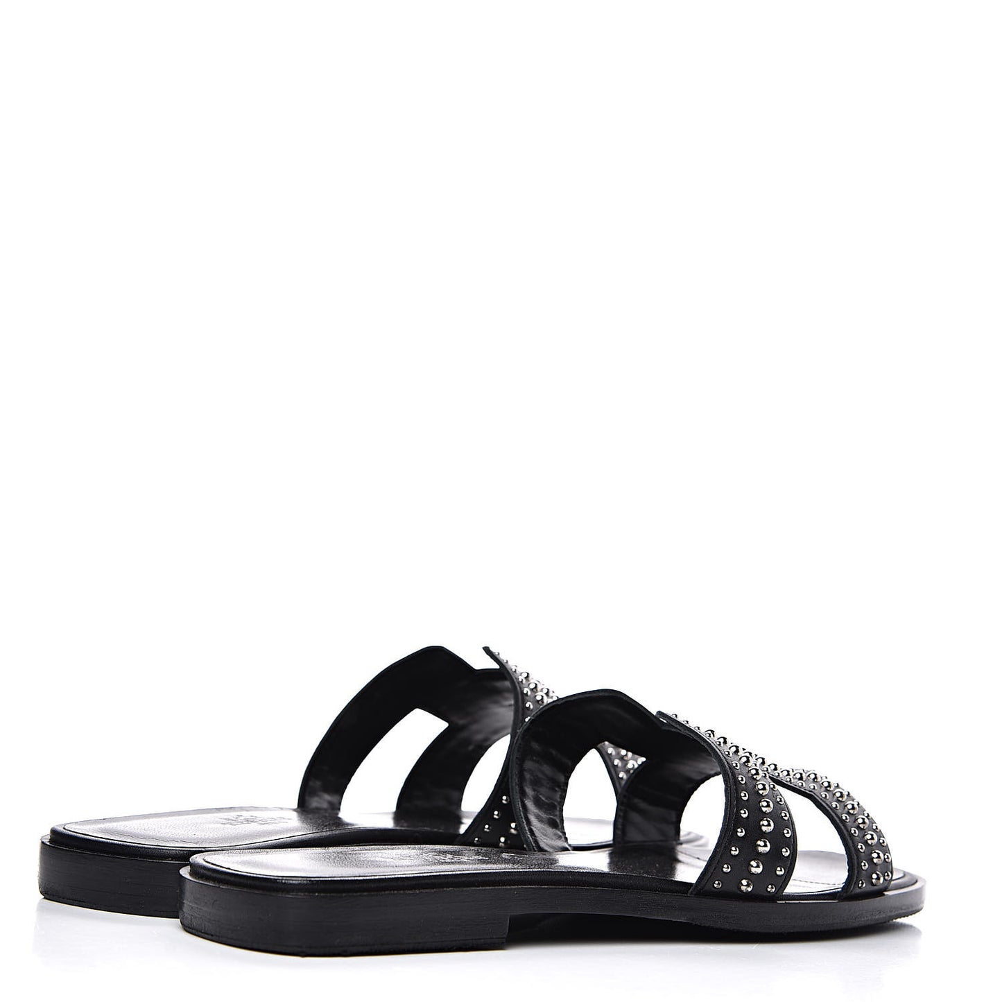 Calfskin Studded Oran Sandals 38.5 Black