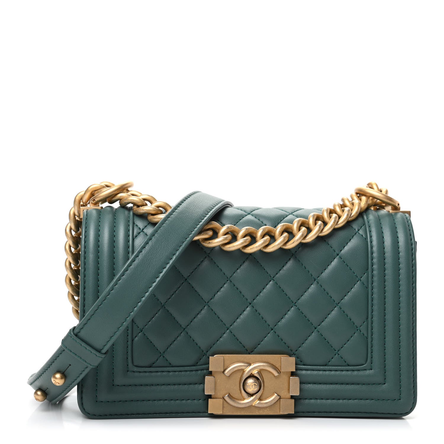 Chanel Calfskin Quilted Small Boy Flap Green 1 of 9