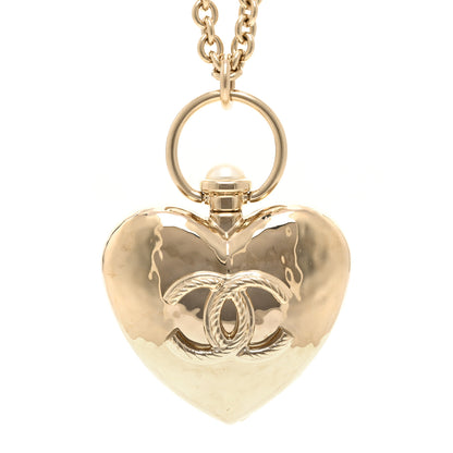 Chanel Metal CC Heart Locket Necklace Gold 4 of 6