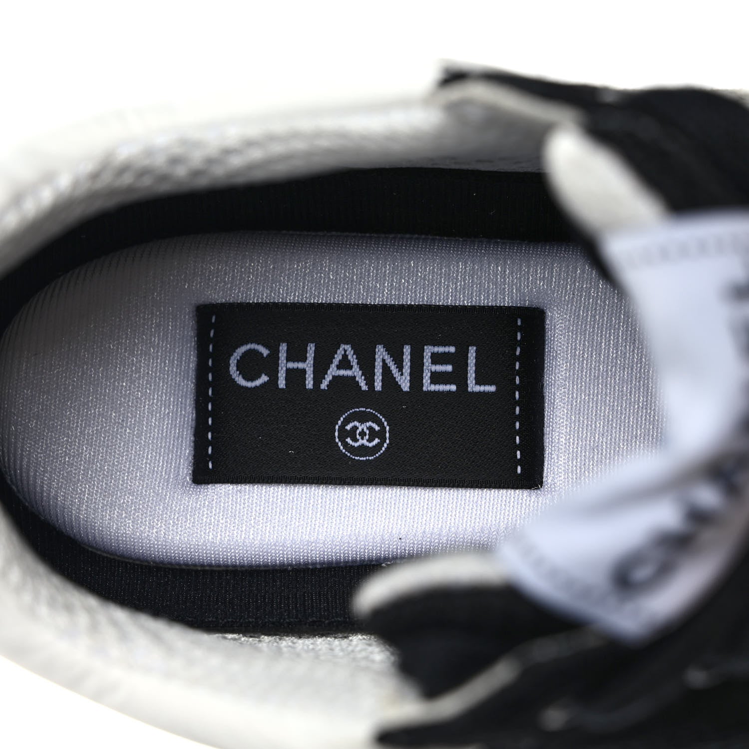 Chanel Mesh Suede Grained Calfskin Womens CC Sneakers 39 Black White 7 of 9