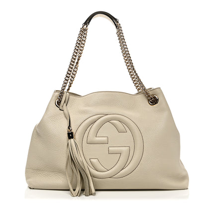 Gucci Pebbled Calfskin Medium Soho Chain Shoulder Bag  Off White 1 of 10