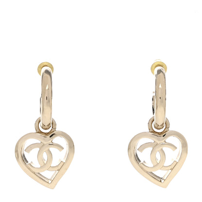 Chanel Metal CC Heart Coco In Love Drop Earrings Gold 1 of 4