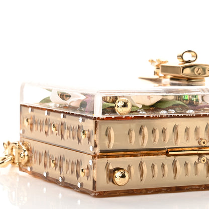 Dolce & Gabbana Metallic Plexiglass Crystal Embellished Shoulder Bag Gold 7 of 8