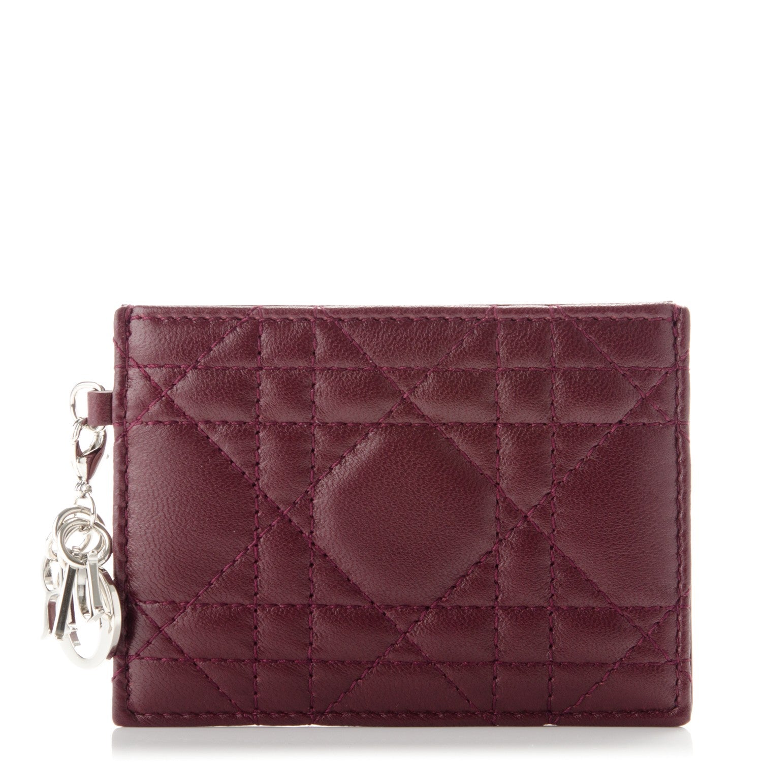 Christian Dior Lambskin Cannage Lady Dior Card Holder Burgundy 1 of 6
