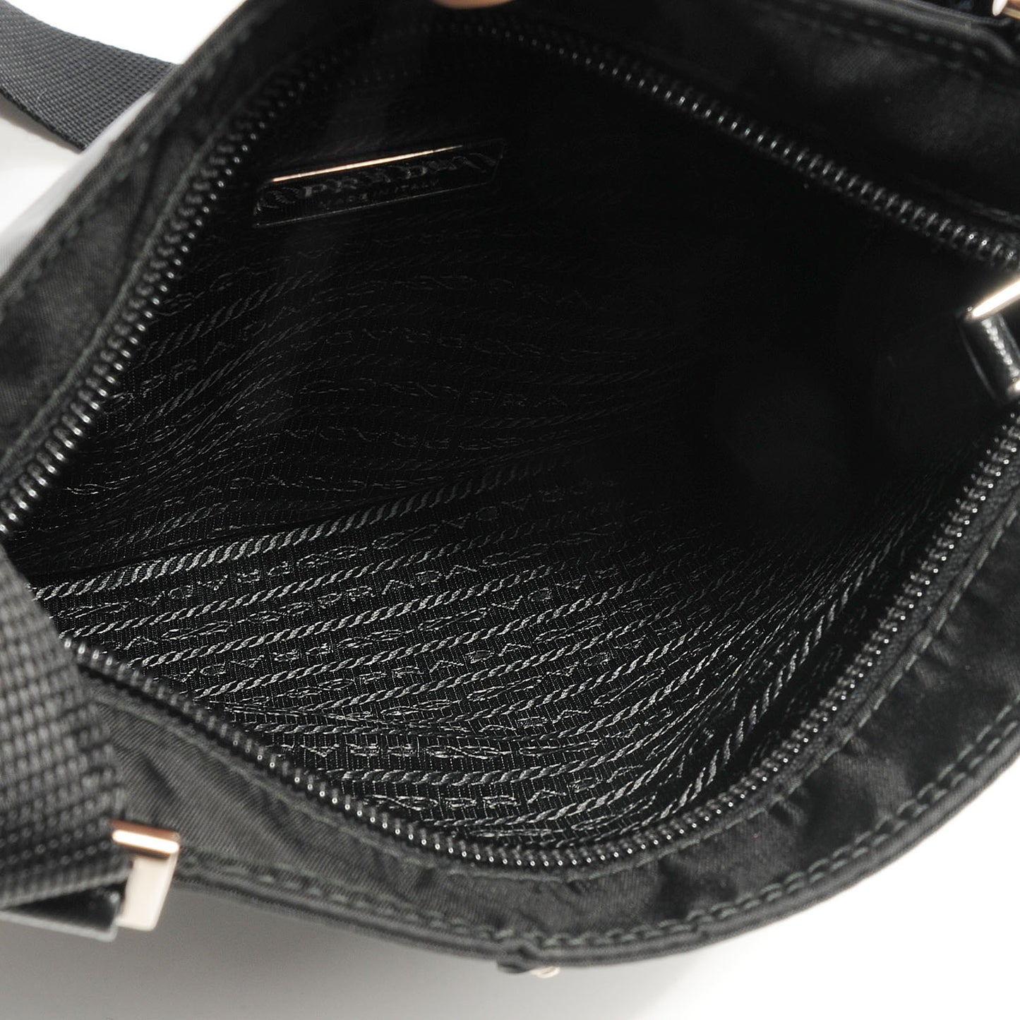 Nylon Small Flat Messenger Bag Black