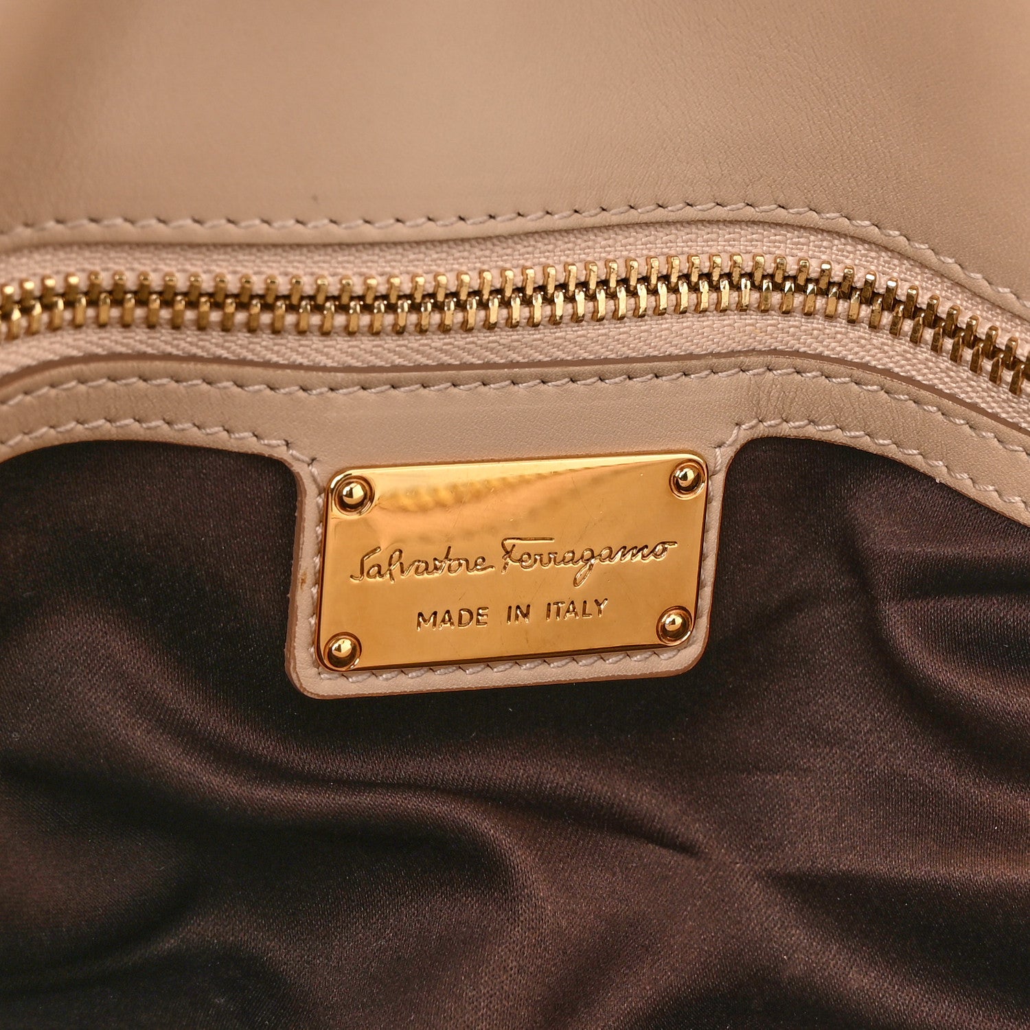Salvatore Ferragamo Calfskin Fiamma Bag New Bisque 6 of 21